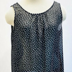 CASLON Women Sleeveless Pullover Polka-Dots Sheer Casual Shirt Top Size Medium
